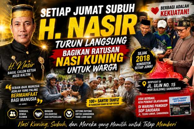 Setiap Jumat Subuh, H. Nasir Turun Langsung Bagikan Nasi Kuning untuk Warga